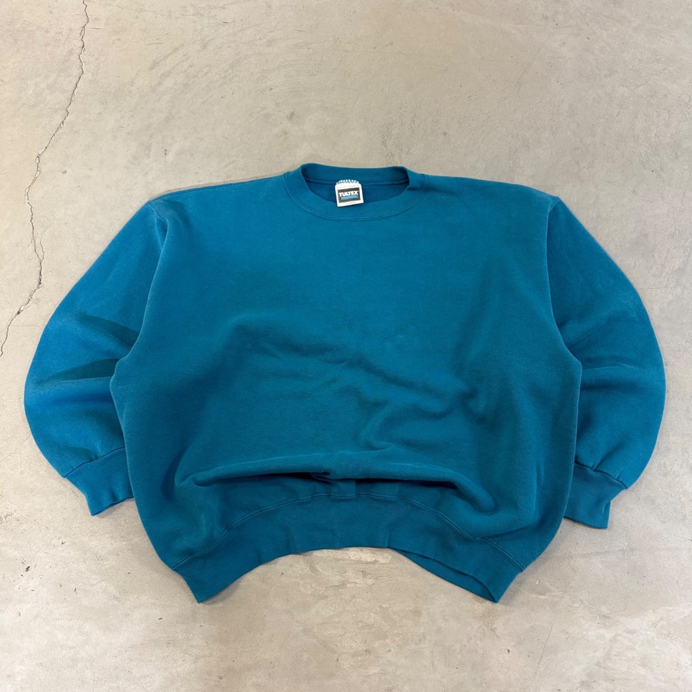 1990s‎ vintage teal blank tultex blank crewneck sweatshirt